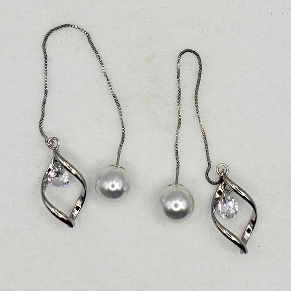 Sterling Silver 925 Earrings Chain Link Tassel Drop Dangle Earrings Jewelry Gift - Picture 4 of 5